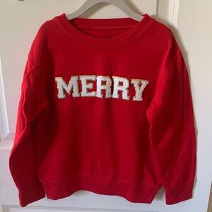 Festive Red 'Merry' Kids Sweatshirt